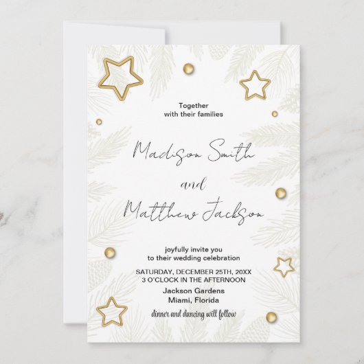 Invitations de mariage Golden Star Pine (Devant)