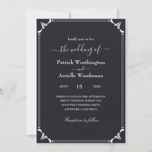 Invitations de mariage gothique noir (Devant)