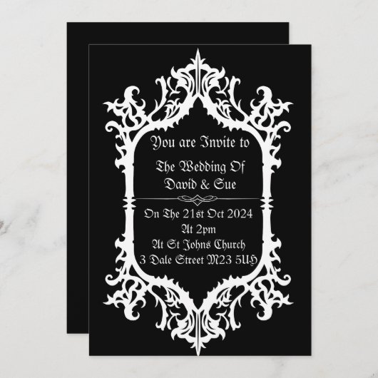 Invitations de mariage gothique simples (Devant / Derrière)