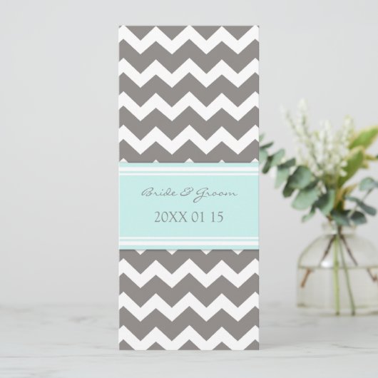 Invitations de mariage Gray Blue Chevron (Debout devant)