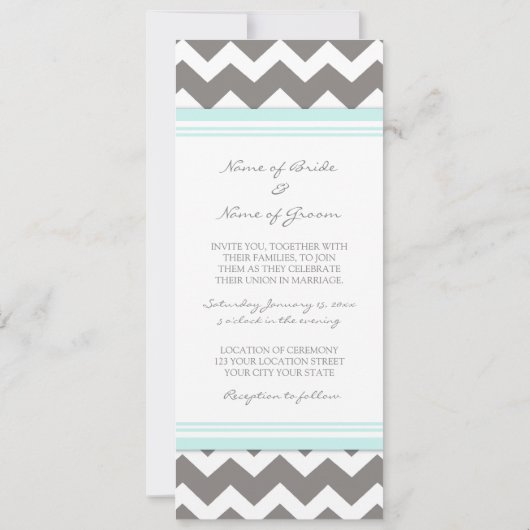 Invitations de mariage Gray Blue Chevron (Dos)