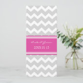 Invitations de mariage Gray Hot Pink Chevron (Debout devant)