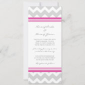 Invitations de mariage Gray Hot Pink Chevron (Dos)