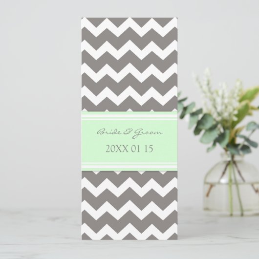Invitations de mariage Gray Mint Chevron (Debout devant)