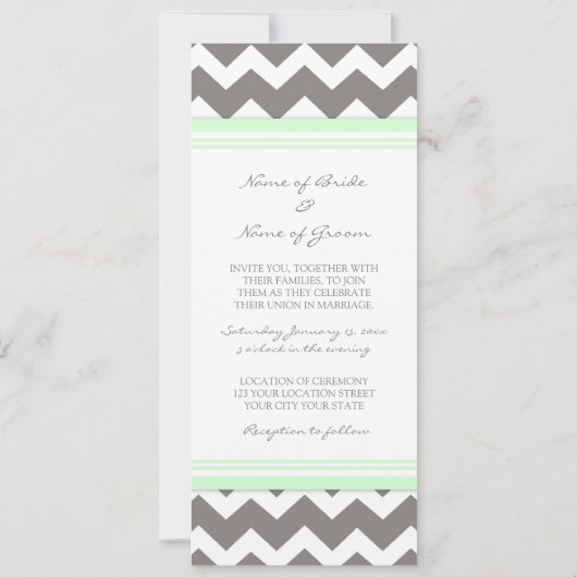 Invitations de mariage Gray Mint Chevron (Dos)