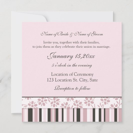 Invitations De Mariage Grèves Roses (Dos)