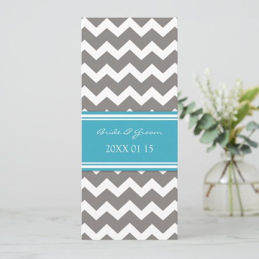 Invitations de mariage Grey Blue Chevron (Debout devant)