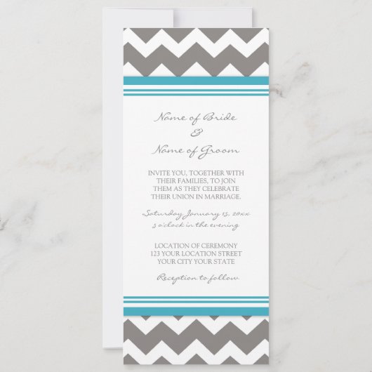 Invitations de mariage Grey Blue Chevron (Dos)