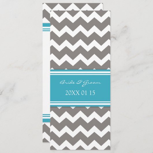 Invitations de mariage Grey Blue Chevron (Devant / Derrière)