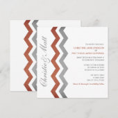 Invitations de mariage Grey et Red Zig Zag (Devant / Derrière)