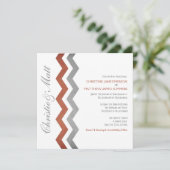 Invitations de mariage Grey et Red Zig Zag (Debout devant)