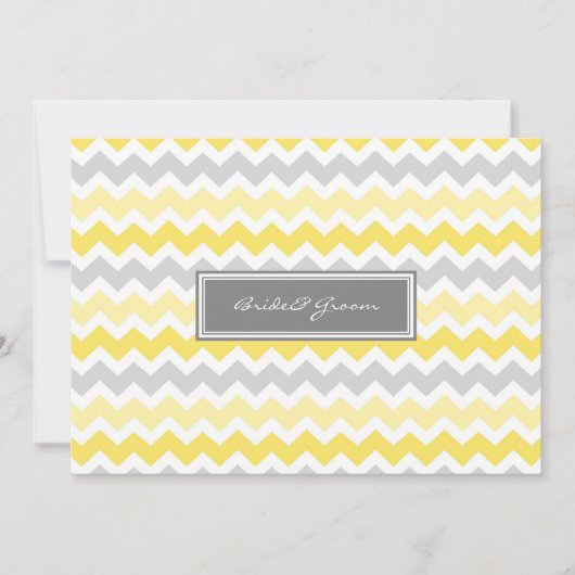 Invitations de mariage Grey Jaune Chevron (Devant)