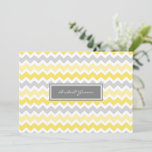 Invitations de mariage Grey Jaune Chevron (Debout devant)