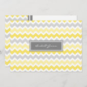 Invitations de mariage Grey Jaune Chevron (Devant / Derrière)