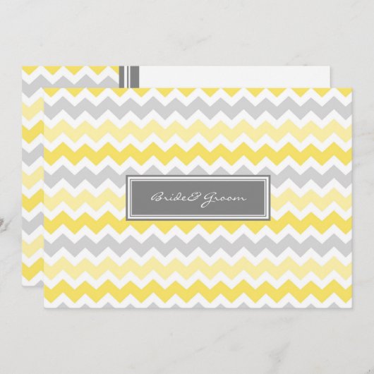 Invitations de mariage Grey Jaune Chevron (Devant / Derrière)