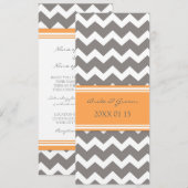 Invitations de mariage Grey Orange Chevron (Devant / Derrière)