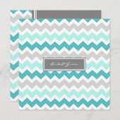 Invitations de mariage Grey Turquoise Chevron (Devant / Derrière)