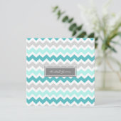 Invitations de mariage Grey Turquoise Chevron (Debout devant)