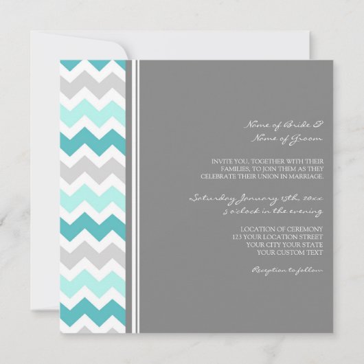 Invitations de mariage Grey Turquoise Chevron (Dos)