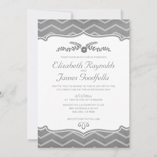 Invitations de mariage Grey Zigzag (Devant)