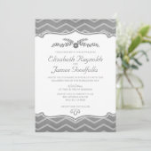 Invitations de mariage Grey Zigzag (Debout devant)