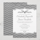 Invitations de mariage Grey Zigzag (Devant / Derrière)