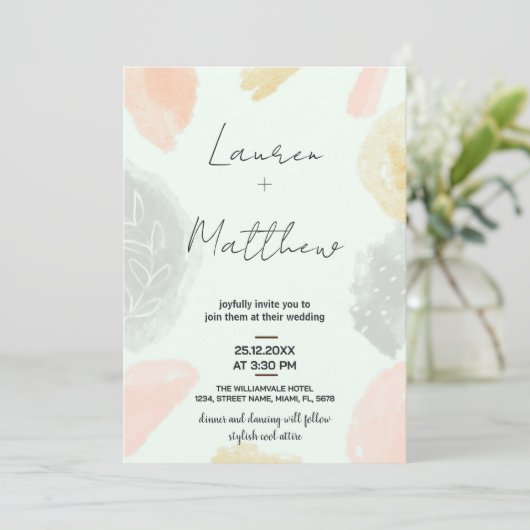 Invitations de mariage gris beige (Debout devant)