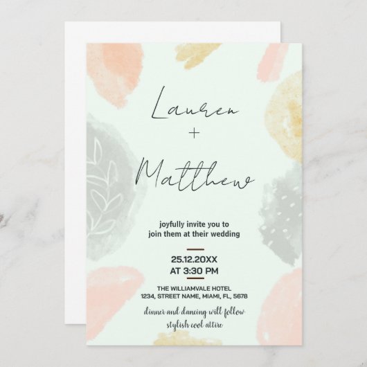 Invitations de mariage gris beige (Devant / Derrière)