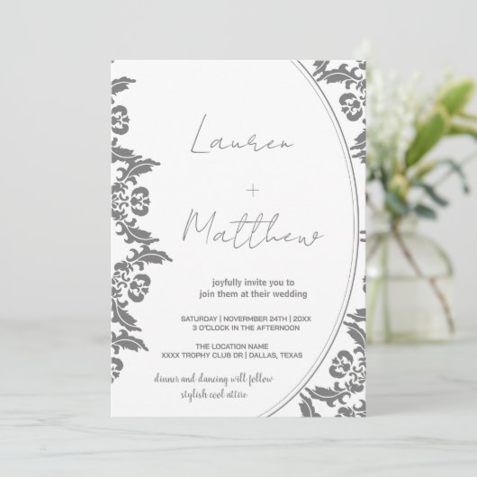 Invitations de mariage gris blanc (Debout devant)