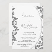 Invitations de mariage gris blanc (Devant / Derrière)