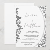Invitations de mariage gris blanc (Devant / Derrière)