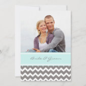 Invitations de mariage Gris Bleu Chevron (Devant)