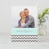 Invitations de mariage Gris Bleu Chevron (Debout devant)