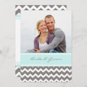 Invitations de mariage Gris Bleu Chevron (Devant / Derrière)