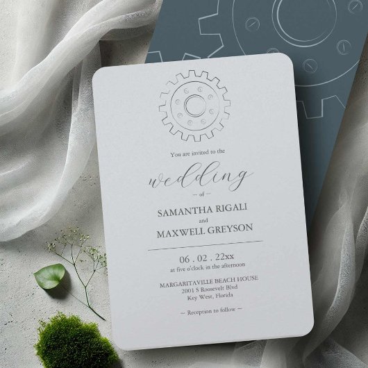 Invitations de mariage gris chic industriel