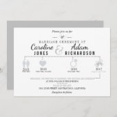 Invitations de mariage gris clair (Devant / Derrière)