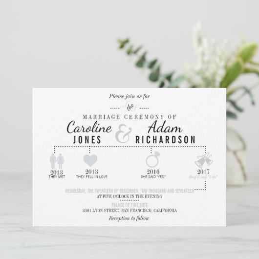 Invitations de mariage gris clair (Debout devant)