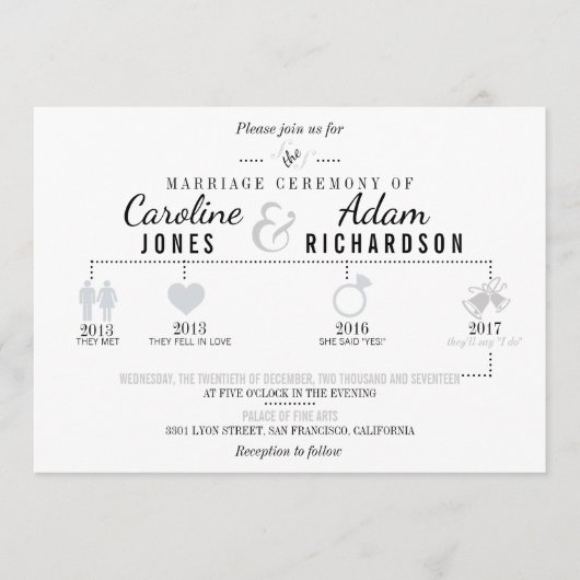 Invitations de mariage gris clair (Devant)