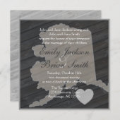 Invitations de mariage gris en Alaska en bois rust (Devant / Derrière)