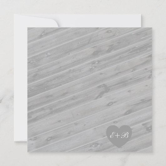 Invitations de mariage gris en Alaska en bois rust (Dos)