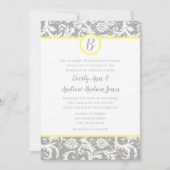 Invitations de mariage gris et jaune au charbon (Devant)