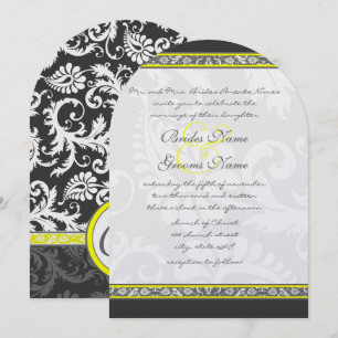 Invitations de mariage gris et jaune au charbon