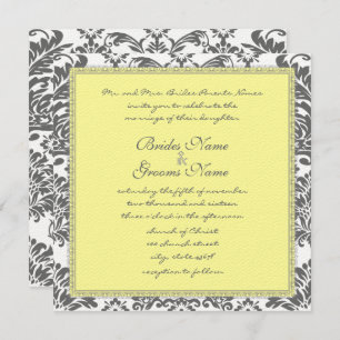 Invitations de mariage gris et jaune au charbon