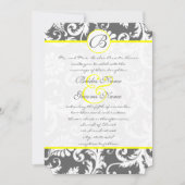 Invitations de mariage gris et jaune au charbon (Devant)