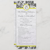 Invitations de mariage gris et jaune au charbon (Devant / Derrière)