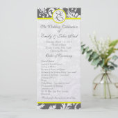 Invitations de mariage gris et jaune au charbon (Debout devant)