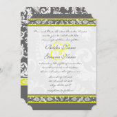 Invitations de mariage gris et jaune coupé (Devant / Derrière)