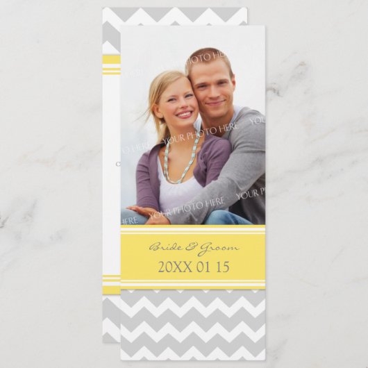 Invitations de mariage gris jaune Chevron (Devant / Derrière)
