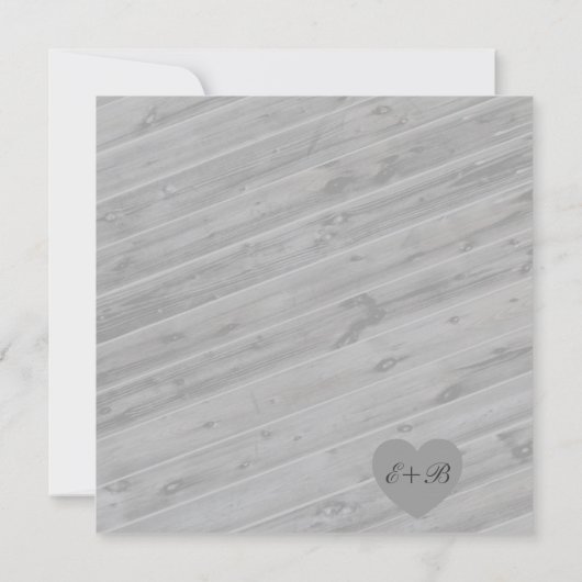 Invitations de mariage gris Maine en bois rustique (Dos)