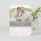 Invitations de mariage gris rose Damask (Debout devant)